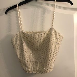 12th tribe sequin and pearl strap crop top